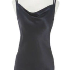 Black Charmeuse Double Strap Tank